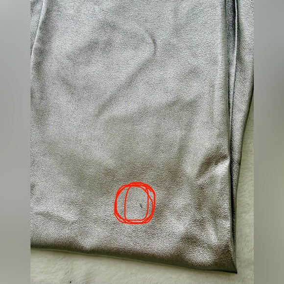 Zara Metallic Silver Pants Size Medium Faux Leather Look - Picture 9 of 9